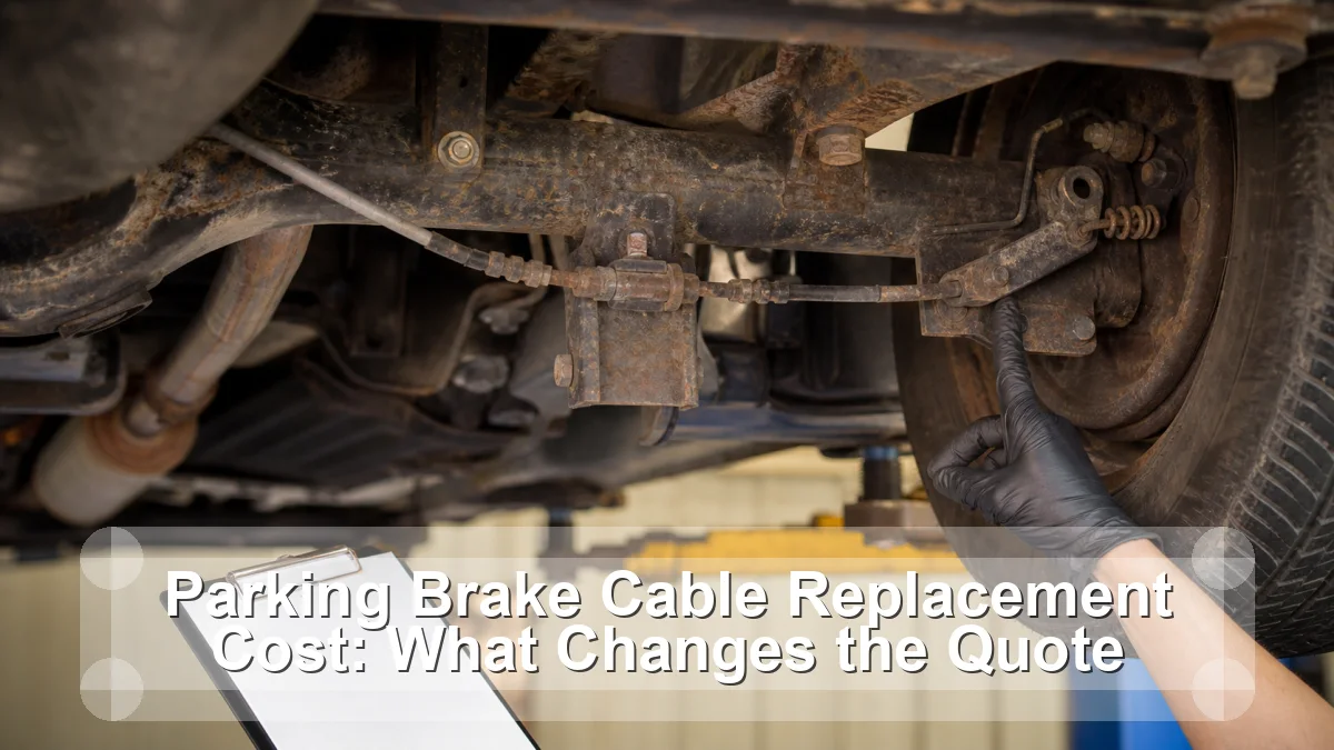 Parking Brake Cable Replacement Cost: What Changes the Quote